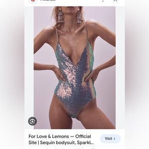 For Love & Lemons Sequin Bodysuit with adjustable back and straps.